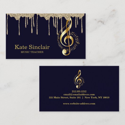 Eleganter Musiklehrer Piano Spielzeug Tropfen Visitenkarte (Vorne/Hinten)