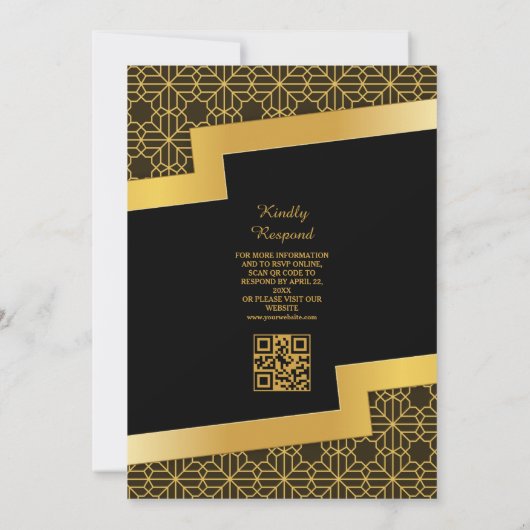 Eleganter Muslim walima Wedding Nikah mit QR-Code Einladung (Rückseite)