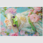 Eleganter Mütter Day Frog in Floral Hat Decoupage Seidenpapier (Vorderseite)