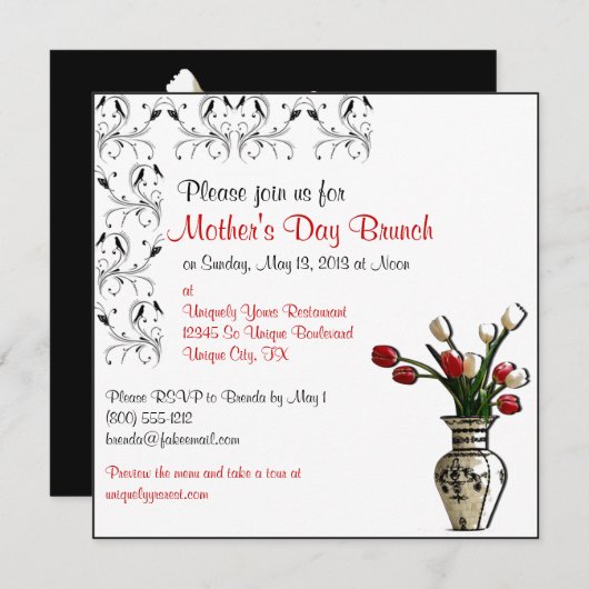 Eleganter Muttertag Brunch Custom Einladungen (Vorne/Hinten)