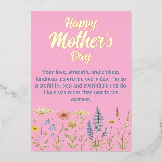 Eleganter Muttertag der Wildblumen Folien Feiertagskarte (Vorderseite)