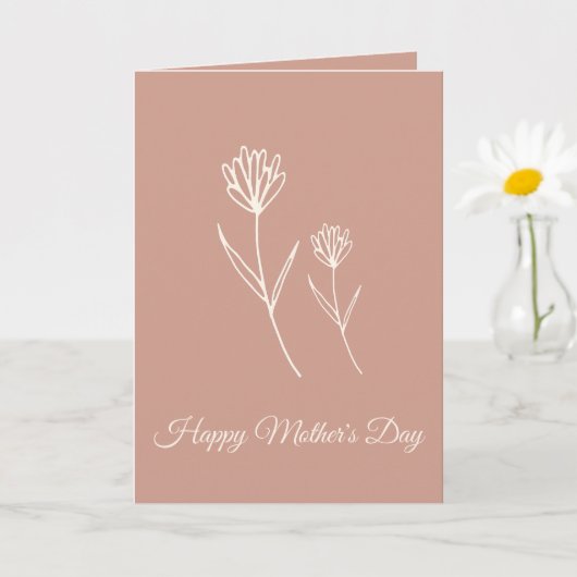 Eleganter Muttertag Dusty Rose Einfache Blumen Karte (Kleine Pflanze)