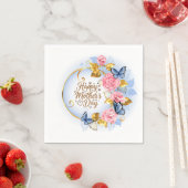 Eleganter Muttertag I Rosa Rose & Blauer Schmetter Serviette (Beispiel)