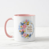 Eleganter Muttertag I Rosa Rose & Blauer Schmetter Tasse (Links)