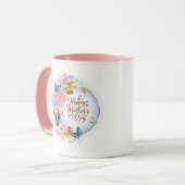 Eleganter Muttertag I Rosa Rose & Blauer Schmetter Tasse (Vorderseite Links)