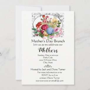 Eleganter Muttertag mit Vintage-Blumen-Feiertag Einladung