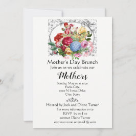 Eleganter Muttertag mit Vintagen Blume Urlaub Einladung