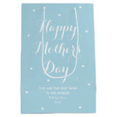 Eleganter Muttertag Personalisierter Name Blau Mittlere Geschenktüte (Rückseite)