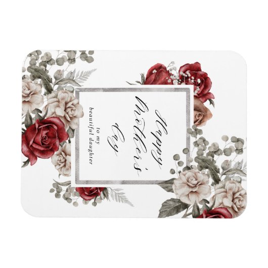 Eleganter Muttertag rustikaler Rote Rosen Magnet (Horizontal)