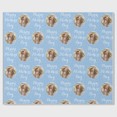 Eleganter Muttertags-Personalisierte-Foto Blau Wei Geschenkpapier (Flach)