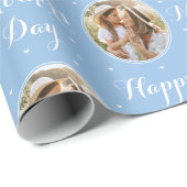Eleganter Muttertags-Personalisierte-Foto Blau Wei Geschenkpapier (Rolleneckpunkt)