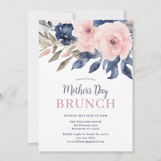 Eleganter Muttertagsbrunch Einladung (Vorderseite)