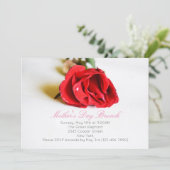 Eleganter Muttertagsbrunch mit Rote Rose Einladung (Stehend Vorderseite)