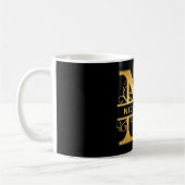 Eleganter "N" Monogram Personalisiert Name Black G Kaffeetasse (Links)