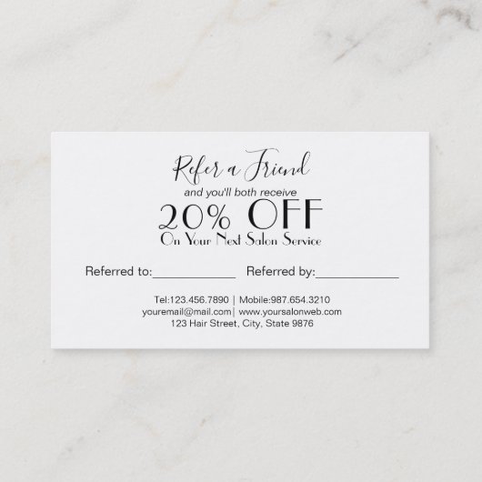 Eleganter Nagel-Techniker Empfehlungskarte (Rückseite)