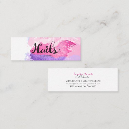 Eleganter Nagel-Techniker Mini Visitenkarte (Vorne/Hinten)