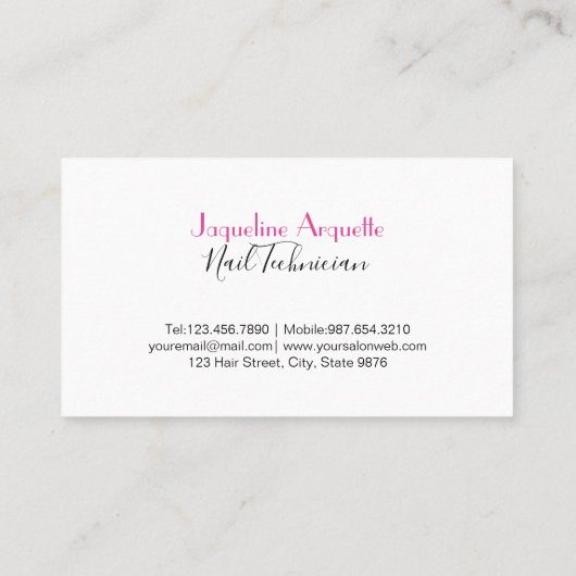 Eleganter Nagel-Techniker Visitenkarte (Rückseite)