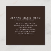 Eleganter Nageltechniker Salon Modern Quadratische Visitenkarte (Rückseite)