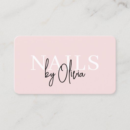 Eleganter Nail Artist Black Blush Pink QR Code Visitenkarte (Vorderseite)