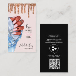 Eleganter Nail Artist Designer Salon Glitzer Pink Visitenkarte