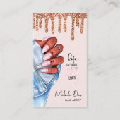 Eleganter Nail Artist Designer Salon Glitzer Pink Visitenkarte (Vorderseite)