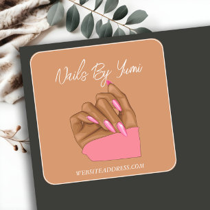 Eleganter Nail Salon Künstlermanicurist Branded Quadratischer Aufkleber