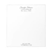 Eleganter Name & Adresse Schwarzes modernes Skript Notizblock (Vorderseite)