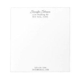 Eleganter Name & Adresse Schwarzes modernes Skript Notizblock