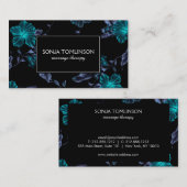 Eleganter Name auf Black Floral Pattern Business C Visitenkarte (Vorne/Hinten)