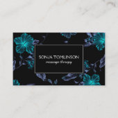Eleganter Name auf Black Floral Pattern Business C Visitenkarte (Vorderseite)