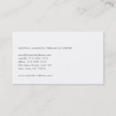 ELEGANTER NAME AUF DER WEISSER-Designer-Visitenkar Visitenkarte (Rückseite)