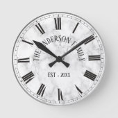 Eleganter Name aus weißem Marmor Runde Wanduhr (Vorderseite)