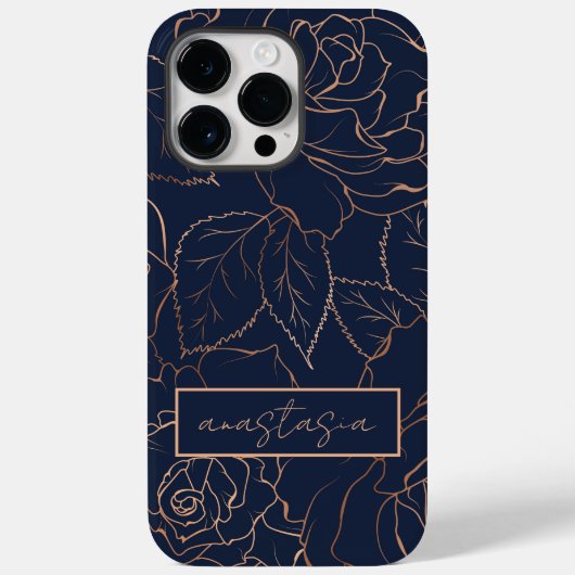 Eleganter Name Blue Golden Rose Case-Mate iPhone Hülle (Rückseite)