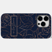 Eleganter Name Blue Golden Rose Case-Mate iPhone Hülle (Rückseite (Horizontal))