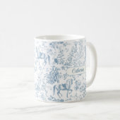 Eleganter Name Blue Reittier Toile Kaffeetasse (VorderseiteRechts)