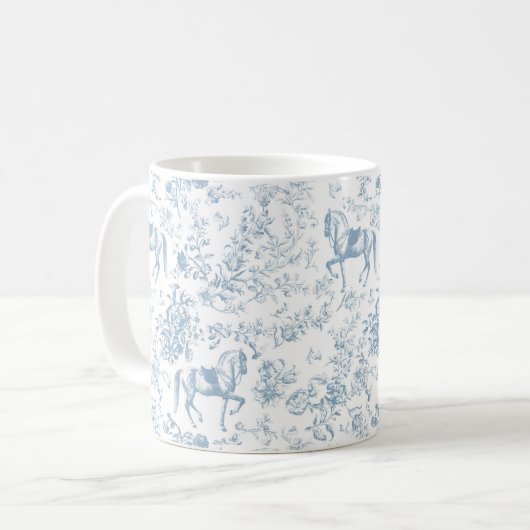 Eleganter Name Blue Reittier Toile Kaffeetasse (Vorderseite Links)