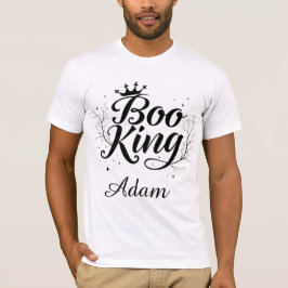 Eleganter Name "Boo King" Halloween Black and Whit T-Shirt