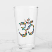 Eleganter Name, buntes botanisches Symbol 16oz Glas (Vorderseite)