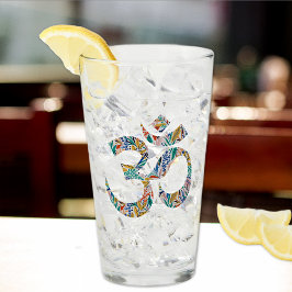 Eleganter Name, buntes botanisches Symbol 16oz Glas