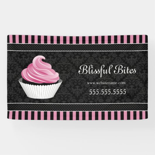 Eleganter Name der Bäckerei Cupcake Banner (Horizontal)