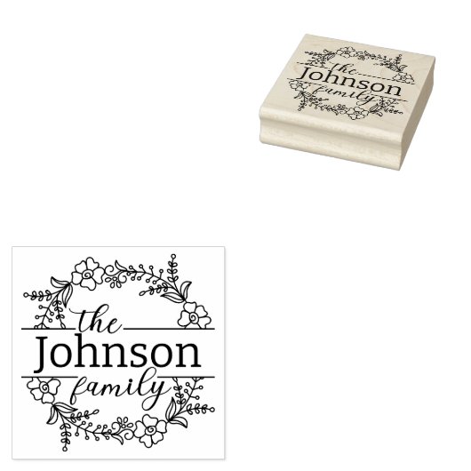 Eleganter Name der Blumenkranz-Familie Gummistempel (Stempel)