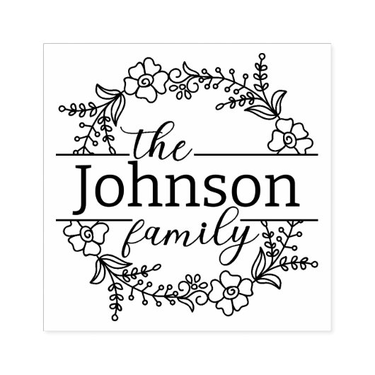 Eleganter Name der Blumenkranz-Familie Gummistempel (Prägung)