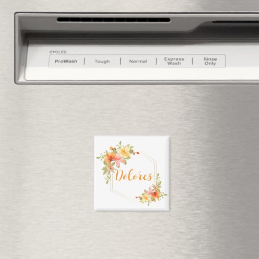 Eleganter Name der gelben Blütenmonogramm Magnet (In Situ (Geschirrspüler))