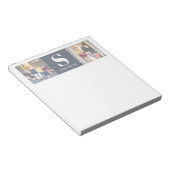 Eleganter Name der Monogram-Familie mit zwei Fotos Notizblock (angewinkelt)