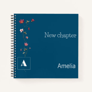 Eleganter Name der Monogramm-Blütenbezeichnung dun Notizblock