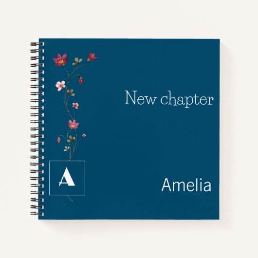 Eleganter Name der Monogramm-Blütenbezeichnung dun Notizblock (Vorderseite)