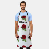 Eleganter Name der Rote Rose Personalisiert Schürze (Getragen)