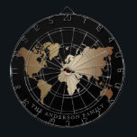 Eleganter Name der Schwarz-Gold Weltkarte Dartscheibe<br><div class="desc">Elegant Black Honeymoon Fund World Map</div>