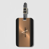 Eleganter Name der Schwarzen Bronze-Metal-Monogram Gepäckanhänger (Vorderseite Vertikal)