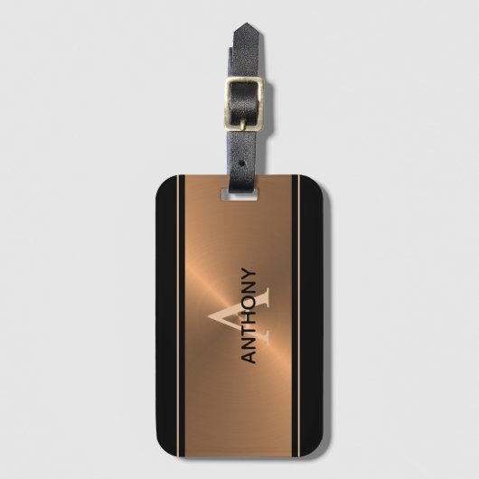 Eleganter Name der Schwarzen Bronze-Metal-Monogram Gepäckanhänger (Vorderseite Vertikal)